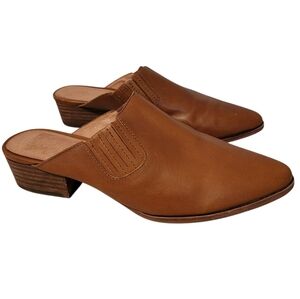 Madewell Lanna Brown Leather Almond Toe Heeled Mules Wmn 7 Slide-on Casual